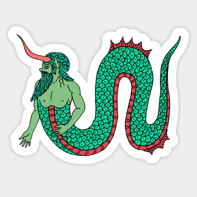 Merman, mythological Creature, Male Mermaid Sticker by ScienceSource